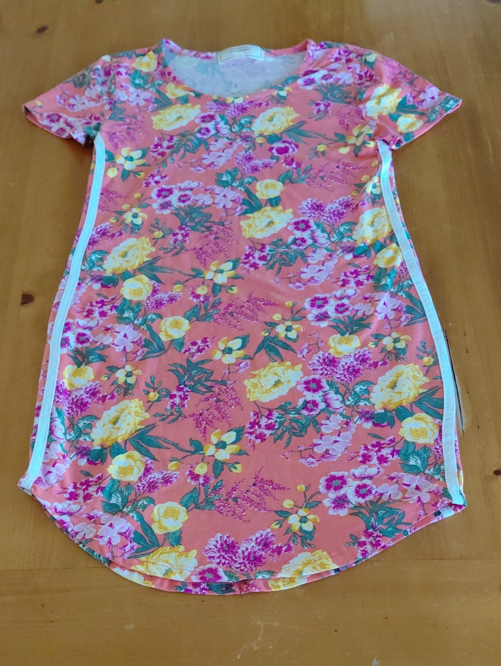 No Comment Coral Floral Short Sleeve Tunic Dress Big Girls 14
